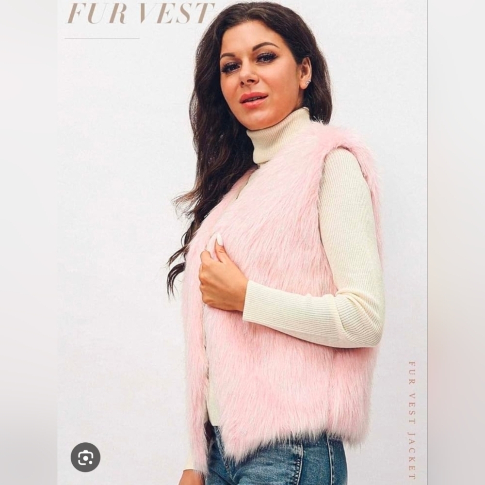 Monteau Blush Pink  Faux Fur Vest size L